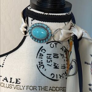Wild Rag with synthetic Scarf with synthetic Turquoise Brooch